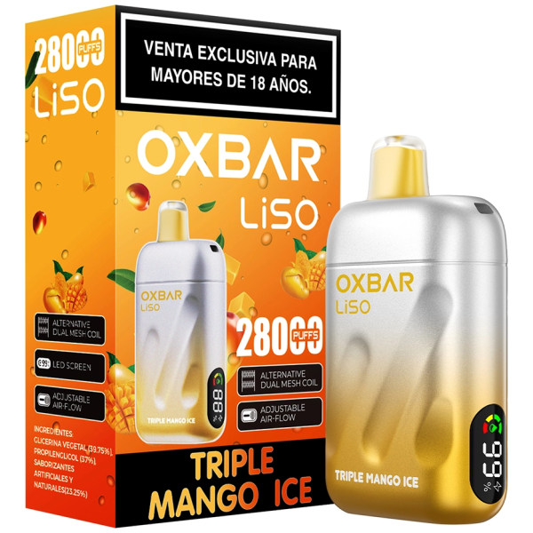 Vaporizador Oxbar Liso 28000 Puffs Triple Mango Ice